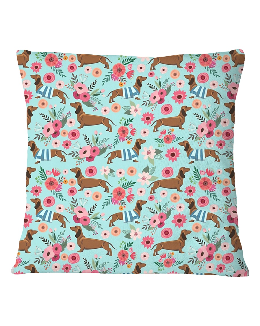 Doxie Flower Pattern Square Pillowcase