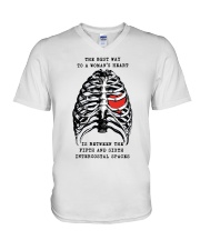 The best way to a womans heart is between shirt V-Neck T-Shirt thumbnail