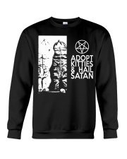 Adopt Kitties and Hail Satan shirt Crewneck Sweatshirt thumbnail