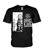 Adopt Kitties and Hail Satan shirt V-Neck T-Shirt thumbnail