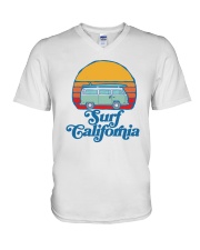Retro California Hippie Van Groovy V-Neck T-Shirt tile