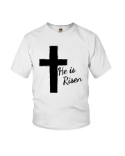 Easter Christian Faith He Risen Cross Youth T-Shirt tile