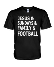 Jesus Sundays Family Football V-Neck T-Shirt tile