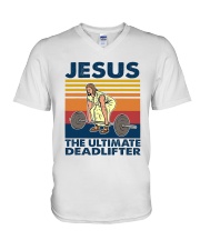 Jesus The Ultimate Deadlifter V-Neck T-Shirt tile