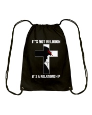 Christian It's Not A Religion God Drawstring Bag tile
