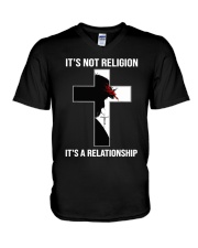 Christian It's Not A Religion God V-Neck T-Shirt tile