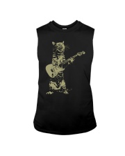 Cat Playing Acoustic Guitar Cool Sleeveless Tee tile
