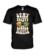 Stay Trippy Little Hippie Glass Van Car Camping V-Neck T-Shirt tile