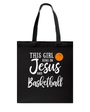 This Girl Runs On Jesus Basketball Christian Tote Bag tile