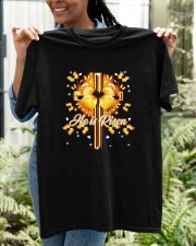 God He is Risen Cross Butterfly Golden Classic T-Shirt apparel-classic-tshirt-lifestyle-front-130