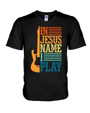 In Jesus Name I Play Guitar Christian V-Neck T-Shirt tile