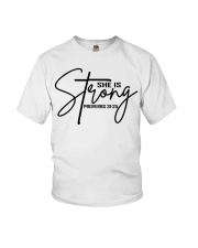She Is Strong Shirt Proverbs Bible Youth T-Shirt tile