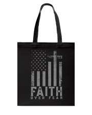 Faith Over Fear Cross US Flag Tote Bag tile