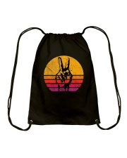 Retro Peace Love Hippie Drawstring Bag tile