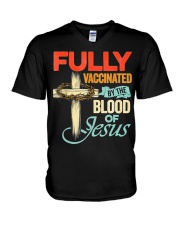 Fully Vaccinated By The Blood Of Jesus V-Neck T-Shirt tile