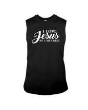 Christian Jesus But I Cuss A Little Sleeveless Tee tile