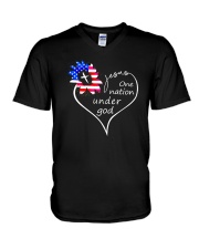 Jesus one nation under god V-Neck T-Shirt tile