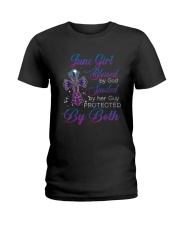 June girl blessed by God Ladies T-Shirt tile