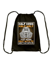 Half Hood Half Holy Skull And Cross Drawstring Bag tile