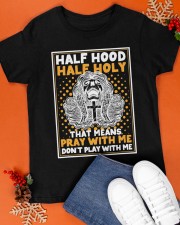 Half Hood Half Holy Skull And Cross Classic T-Shirt apparel-classic-tshirt-lifestyle-front-83