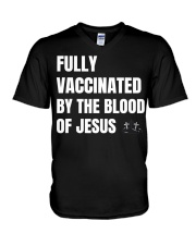 Fully Vaccinated By The Blood Of Jesus V-Neck T-Shirt tile