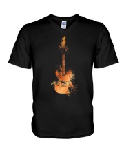 Guitar Motif Silhouette V-Neck T-Shirt tile