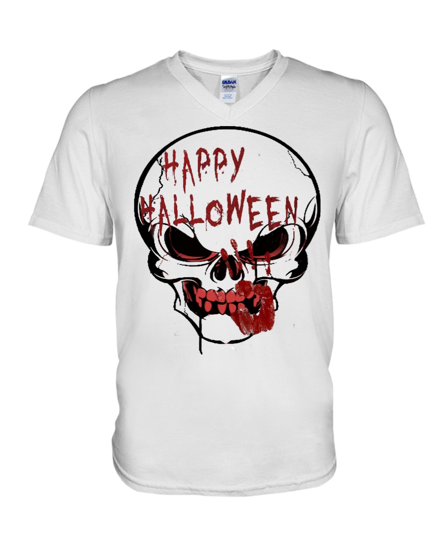 skill halloween V-Neck T-Shirt