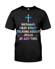 I may start talking about jesus at any time Premium Fit Mens Tee tile