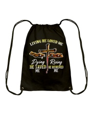 LIVING HE LOVED ME HE SAVED Drawstring Bag tile