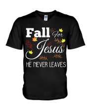 Fall For Jesus V-Neck T-Shirt tile
