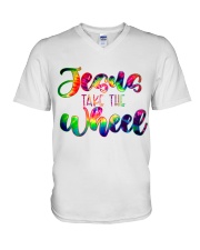 Jesus take the wheel V-Neck T-Shirt tile
