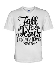 Fall For Jesus V-Neck T-Shirt tile