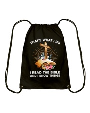 I READ THE BIBLE EVERY DAY AND KNOW THAT Drawstring Bag tile