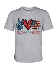 PEACE LOVE AMERICAN V-Neck T-Shirt tile