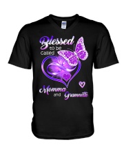 Blessed To Be Called Momma and Gramnette V-Neck T-Shirt tile