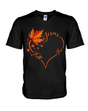 Fall For Jesus V-Neck T-Shirt tile