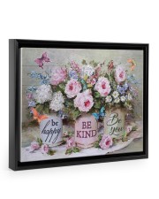 Be Happy Be Kind Be You Floating Framed Canvas Prints Black tile