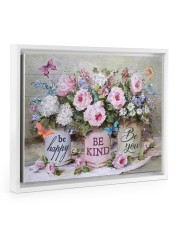 Be Happy Be Kind Be You Floating Framed Canvas Prints White tile