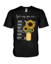 GOD SAYS YOU ARE V-Neck T-Shirt tile