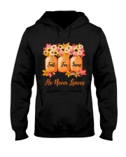 Fall For Jesus He Never Leaves Hooded Sweatshirt tile
