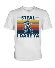 Steal I Dare Ya Softball Shirt V-Neck T-Shirt tile