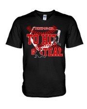 I Teach My Kid To Hit And Steal Shirt SUR V-Neck T-Shirt tile