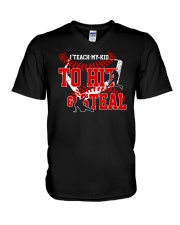 I Teach My Kid To Hit And Steal Shirt SUR2 V-Neck T-Shirt tile