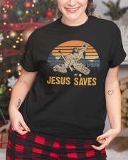 Jesus Saves Hockey Shirt Classic T-Shirt custom-t-shirts-classic-lifestyle-front-322