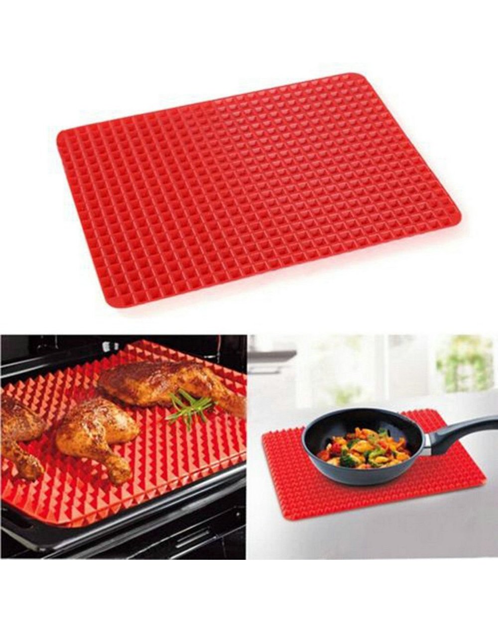 Multi-Function Meat Pad Bbq Mat Silicone Bbq Pyramid Pan Fat Reducing Slip Oven Baking Grill Oil Filter Pad Sheet Cooki template