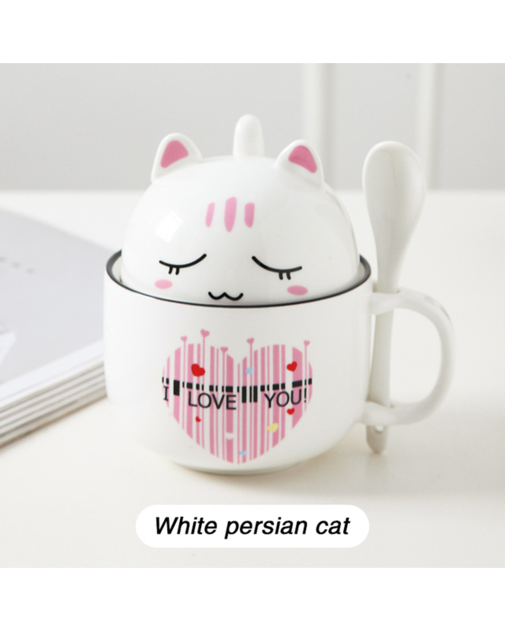 Ceramic Coffee Mugs Cute Cartoon Cat Mug With Lid Spoon Large Capacity Tea Cup Cute Animals Water Cup Couple Gift Snack template
