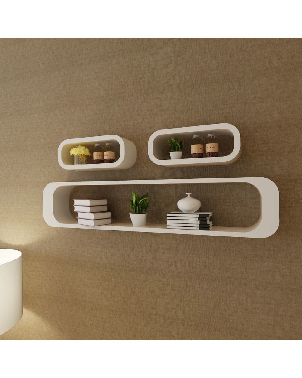 3 White Mdf Floating Wall Display Shelf Cubes Book/Dvd Storage template