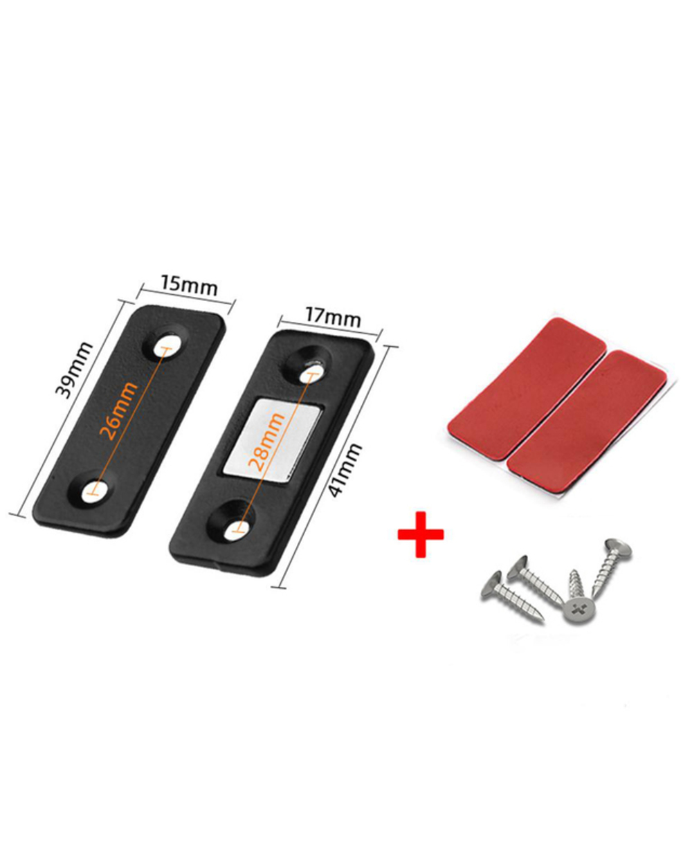 1 Set Strong Magnetic Catch Latch Ultra Thin L-Shaped Invisible For Door Cabinet Cupboard Closer Stainless Steel Silver template
