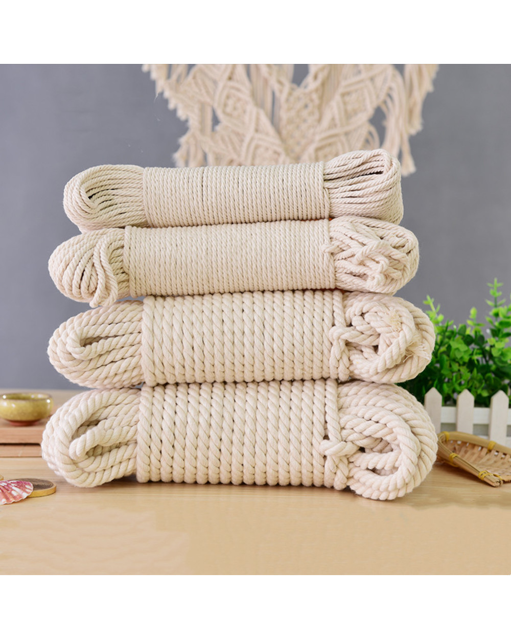 1-25M Natural Cotton Twisted Rope 1.5-20Mm Macrame Cotton Cord Twine String Diy Craft Knitting Christmas Wedding Decor template