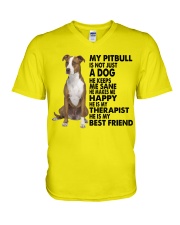 Pitbull Therapist V-Neck T-Shirt tile